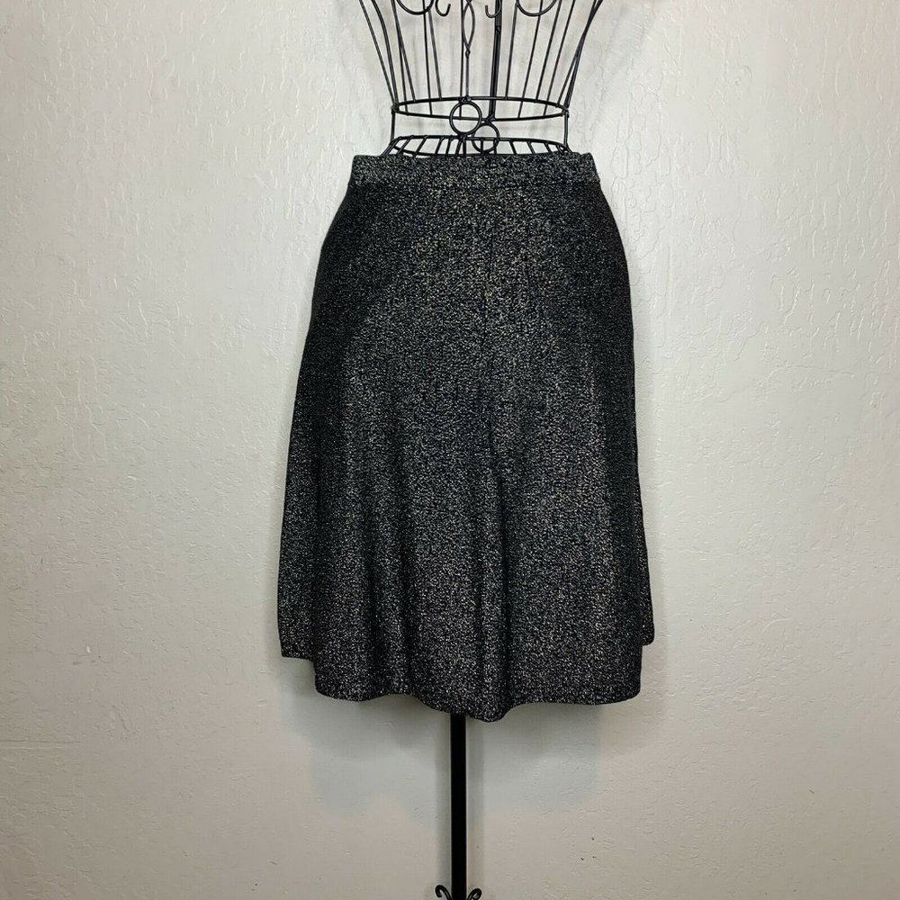 Nanette Lepore Black Gold Metallic Elastic Waist A-line Skirt